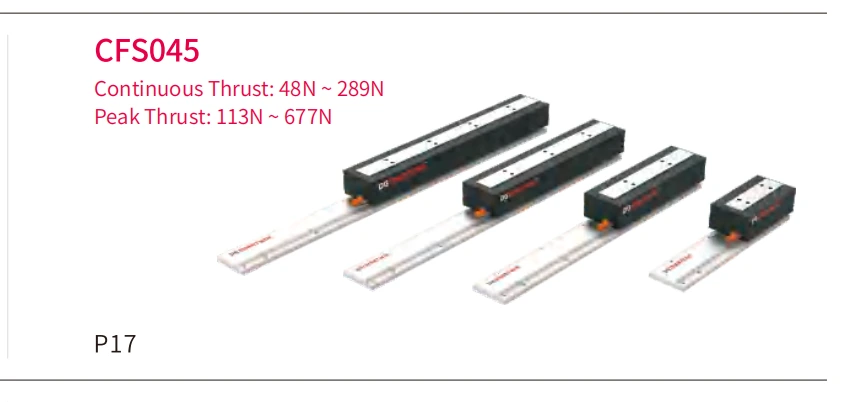 CFS045 linear motor thrust range and model sizes